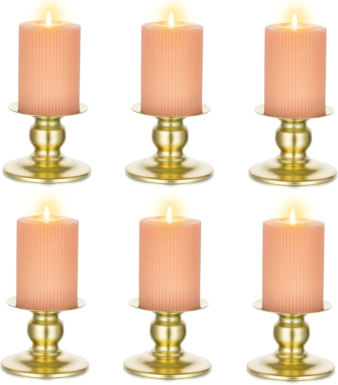 Candle Holders Gold Pillar Plate Elevated Candle Dish for