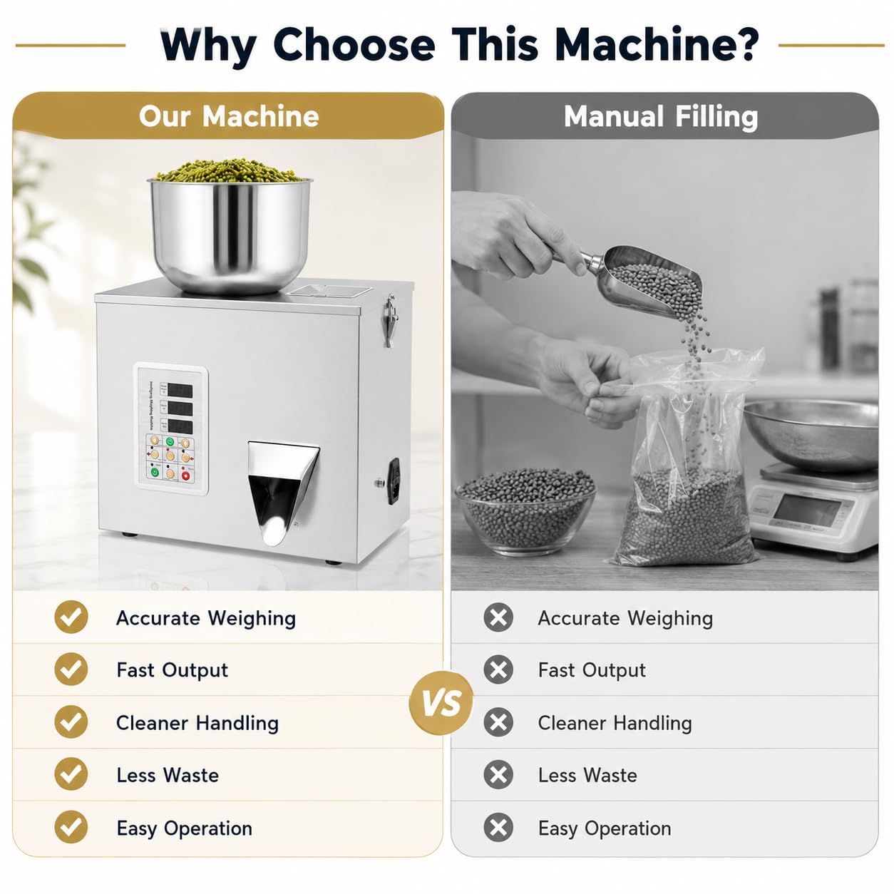 Pulverabfüllmaschine, 1–50 g, automatische intelligente Partikelwäge-Abfüllmaschine, Flaschenbeutel-Pulverfüller-Partikelspender für Teesamen, Körner, Pulver, Mehl, Bohnen, Glitzer