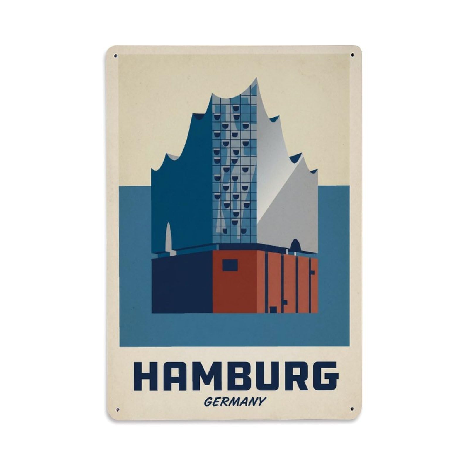 Germany Hamburg Vintage Travel Metal Tin Sign