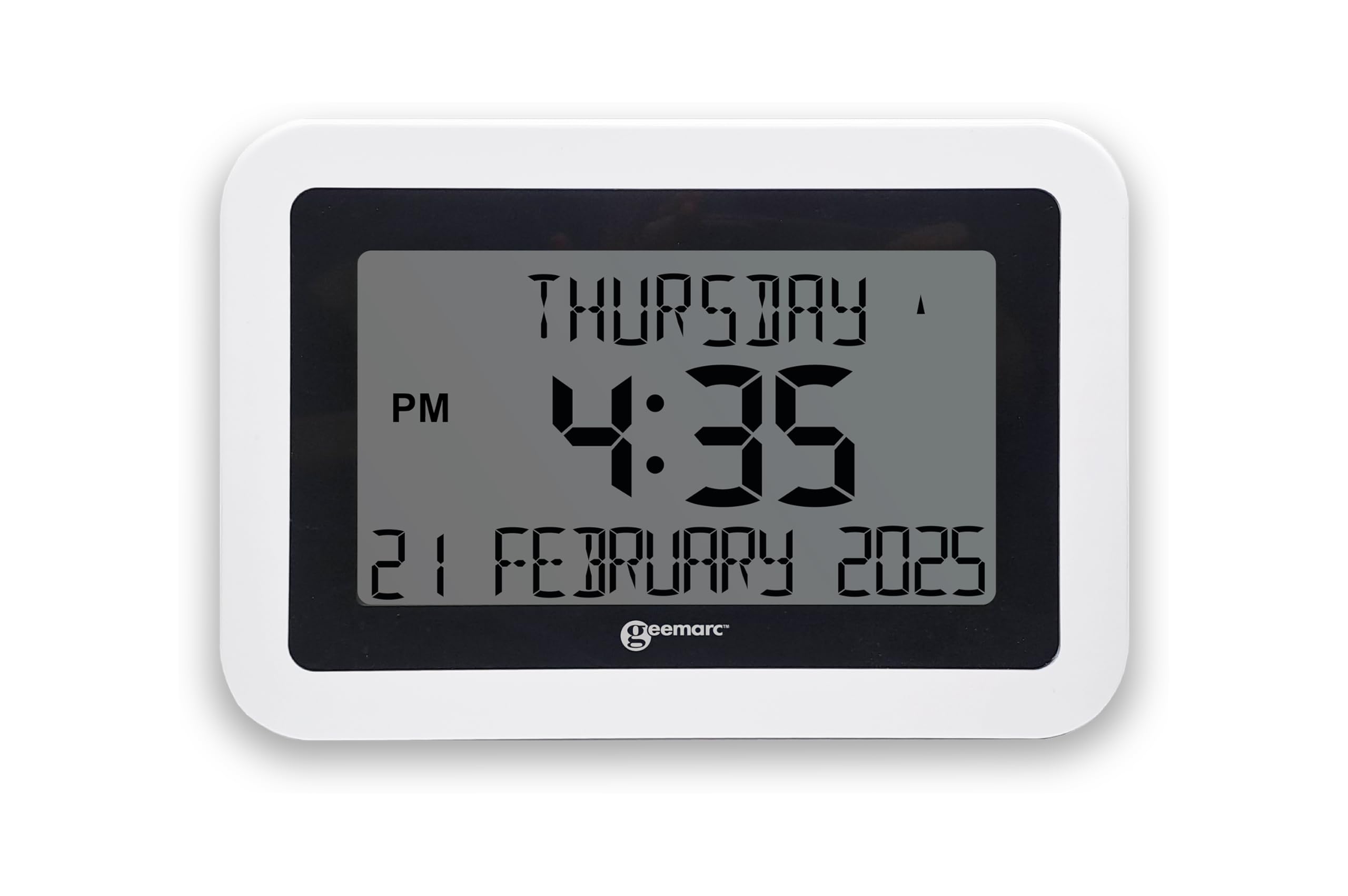 Orologio Calendario - Geemarc Viso10 con Impostazione Automatica dell'Ora e Caratteri Grandi - Per Persone Affette da Alzheimer - Funzionamento a Batteria - Senza Retroilluminazione - Versione IT