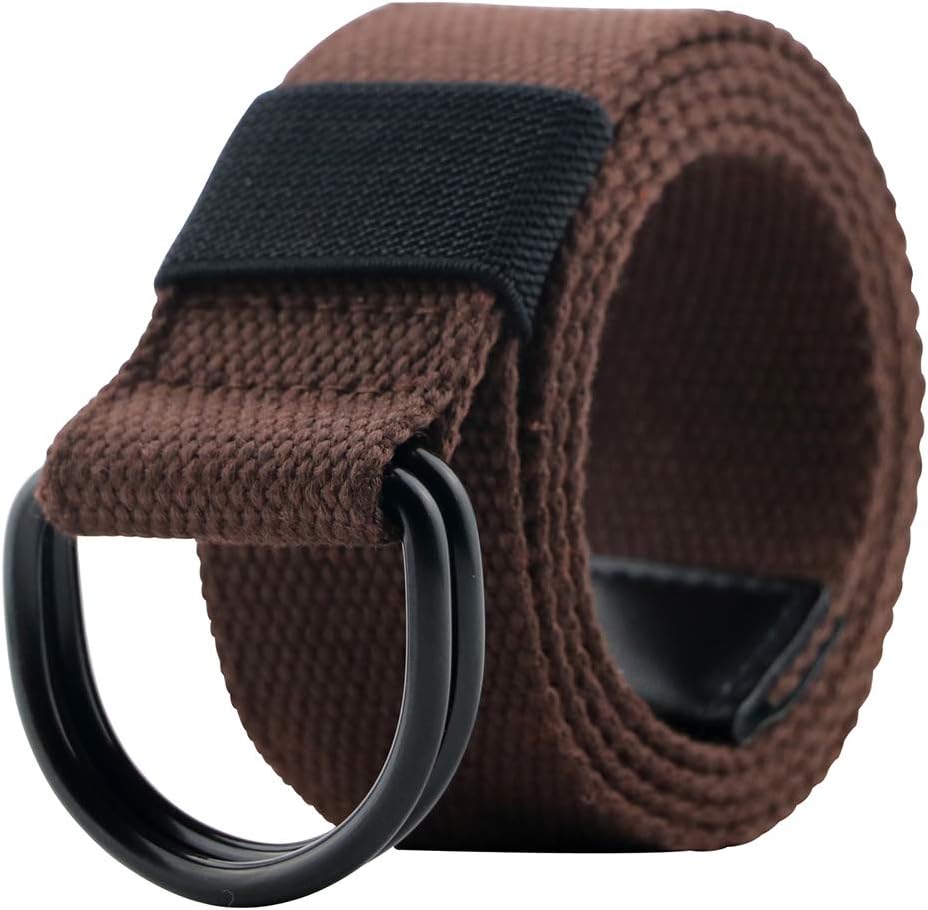 macoking Canvas Belt, Web Belt for Men/Women with Metal Double D Ring Buckle 1 1/2" Wide