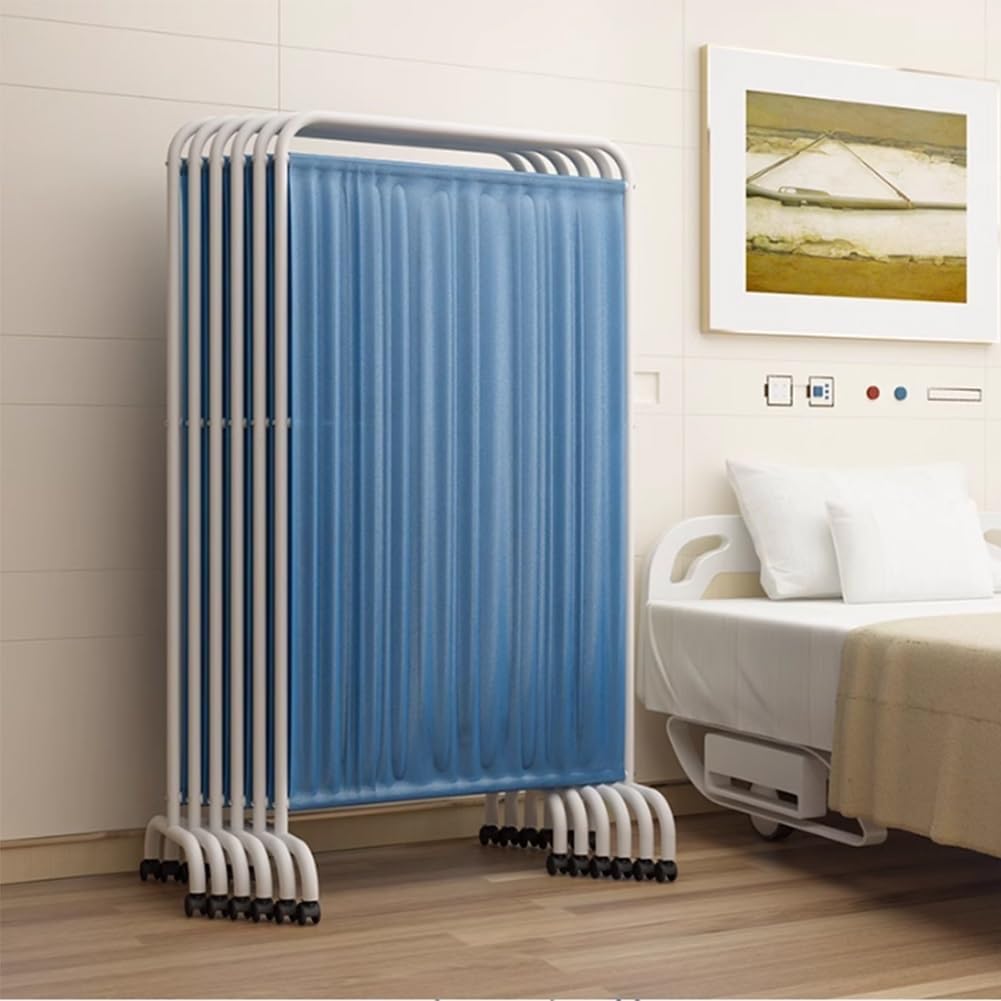 Schermo per La Privacy Medico Mobile, Divisorio per Ambienti Pieghevole Portatile, Girevole A 360° per Ufficio di Clinica E Salone di Bellezza, Light-Blue, 90x180 cm