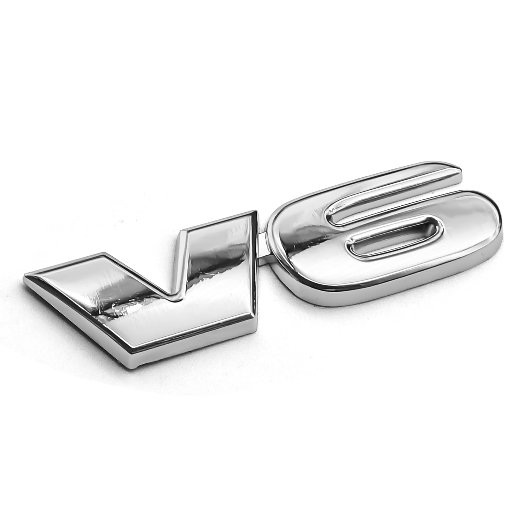 3D V6 Metal Emblem, Tailgate Emblems, Car Side Fender Rear Tailgate Decal, Universal Car Decor Accessories Fender Trunk Decorative Badge Stickers for Vehicle Exterior (V6 Silver, 1PCS)