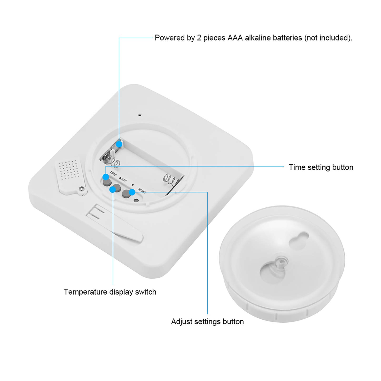 Reloj de Baño, LCD Reloj de Ducha Digital Alarma Impermeable Control Temperatura Humedad, Temporizador de Cuenta Regresiva, 3 Métodos de Montaje, Energía de la Batería