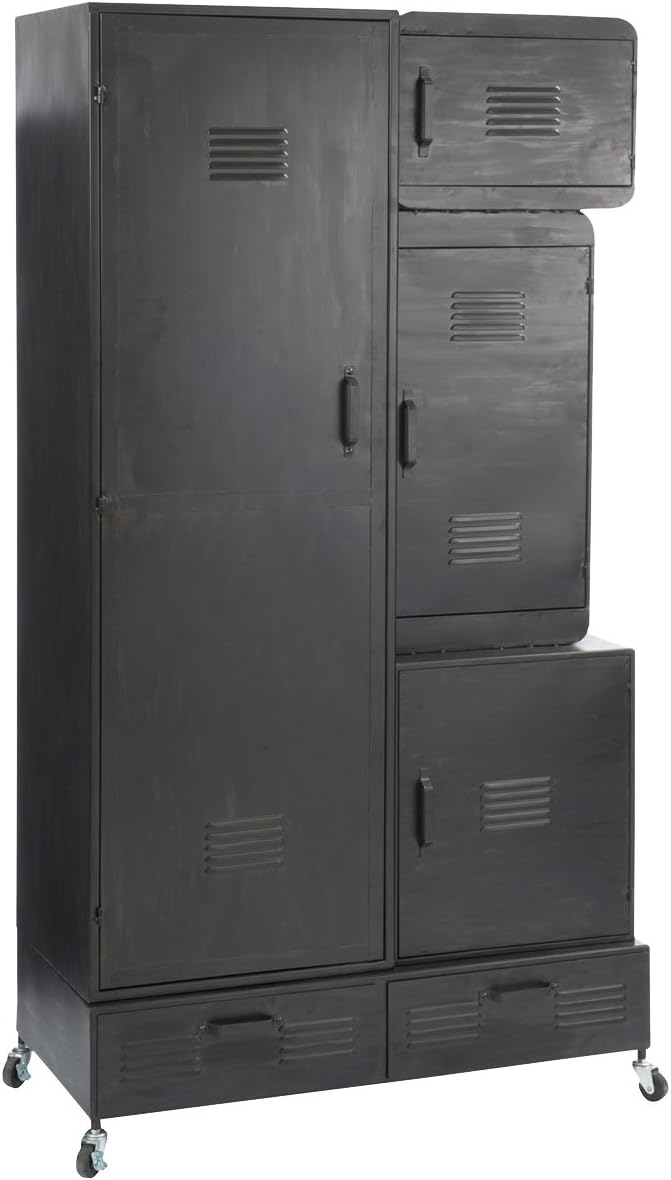 Black Metal Industrial Cabinet on Wheels