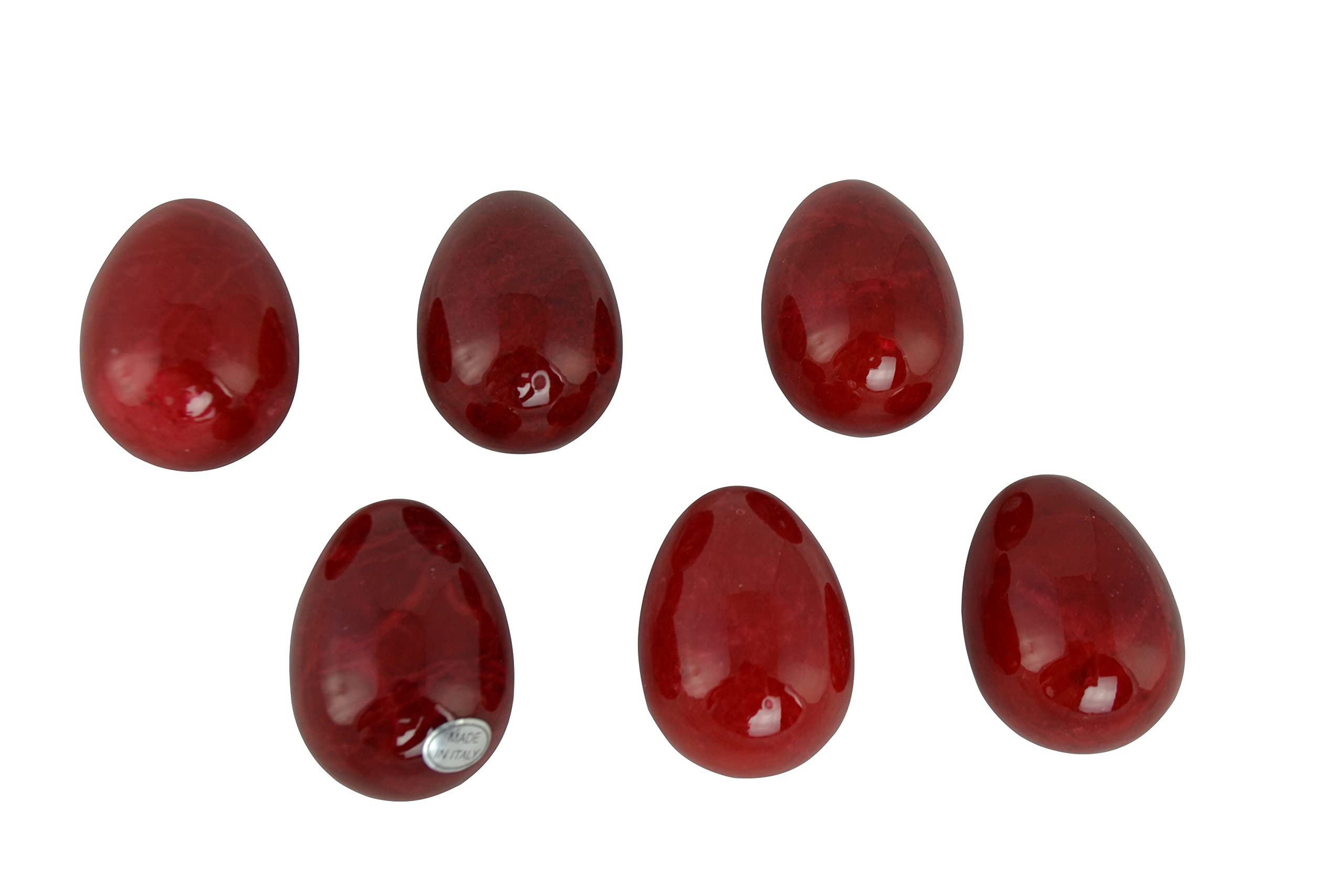 Solid Alabaster Egg 6pc Decorative Red Egg 6pc Set from Italy