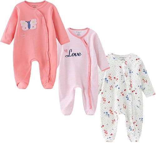Ecojoy Baby Girls Boys Long Sleeve Printed Bodysuit Infant Foot Jumper Cotton On
