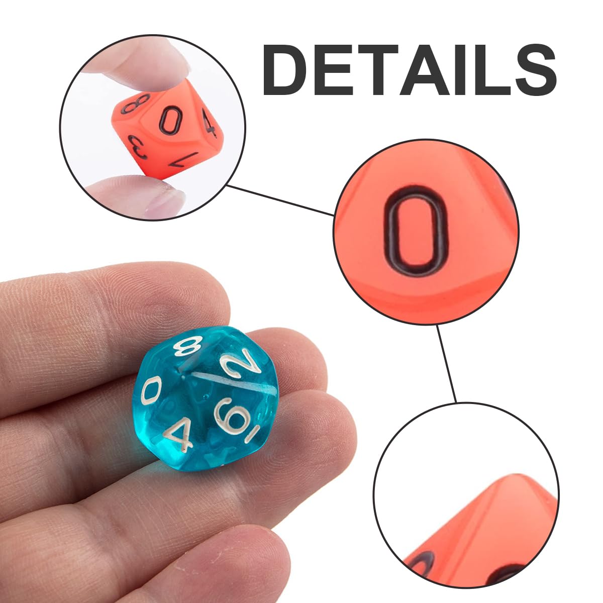 Lot De 35 Dés Polyédriques SIQUK - 10 Faces Multicolores, Avec Pochette - Jeux RPG, DND