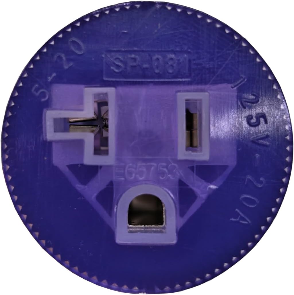 Parkworld NEMA 5-20 Extension Cord Right Angle Plug 5-20P to 5-20R (T Blade Female Also for 5-15R Adapter) 125V, 20A, 2500W (6FT)