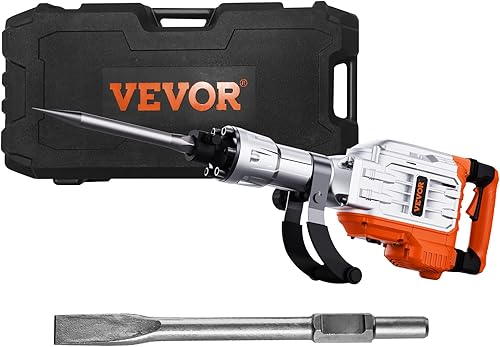 Miniatura 9 de VEVOR Martillo de demolición, martillo Jack Hammer MAX 3500W, martillo de hormigón, martillo eléctrico resistente de 1900 BPM, cincel de 2 piezas