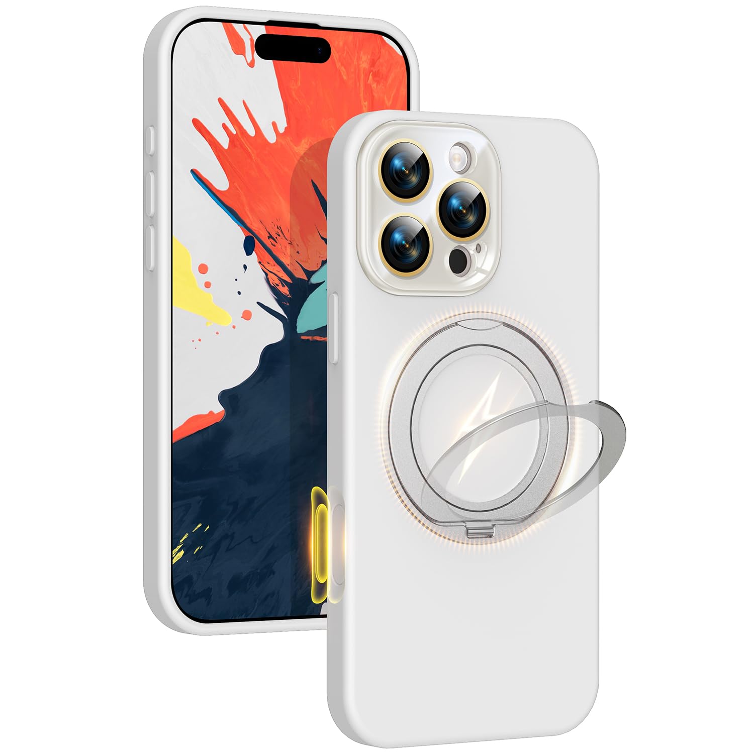 Silicone Case for iPhone 16 Pro Max with 360 Magnetic Stand Fit for MagSafe