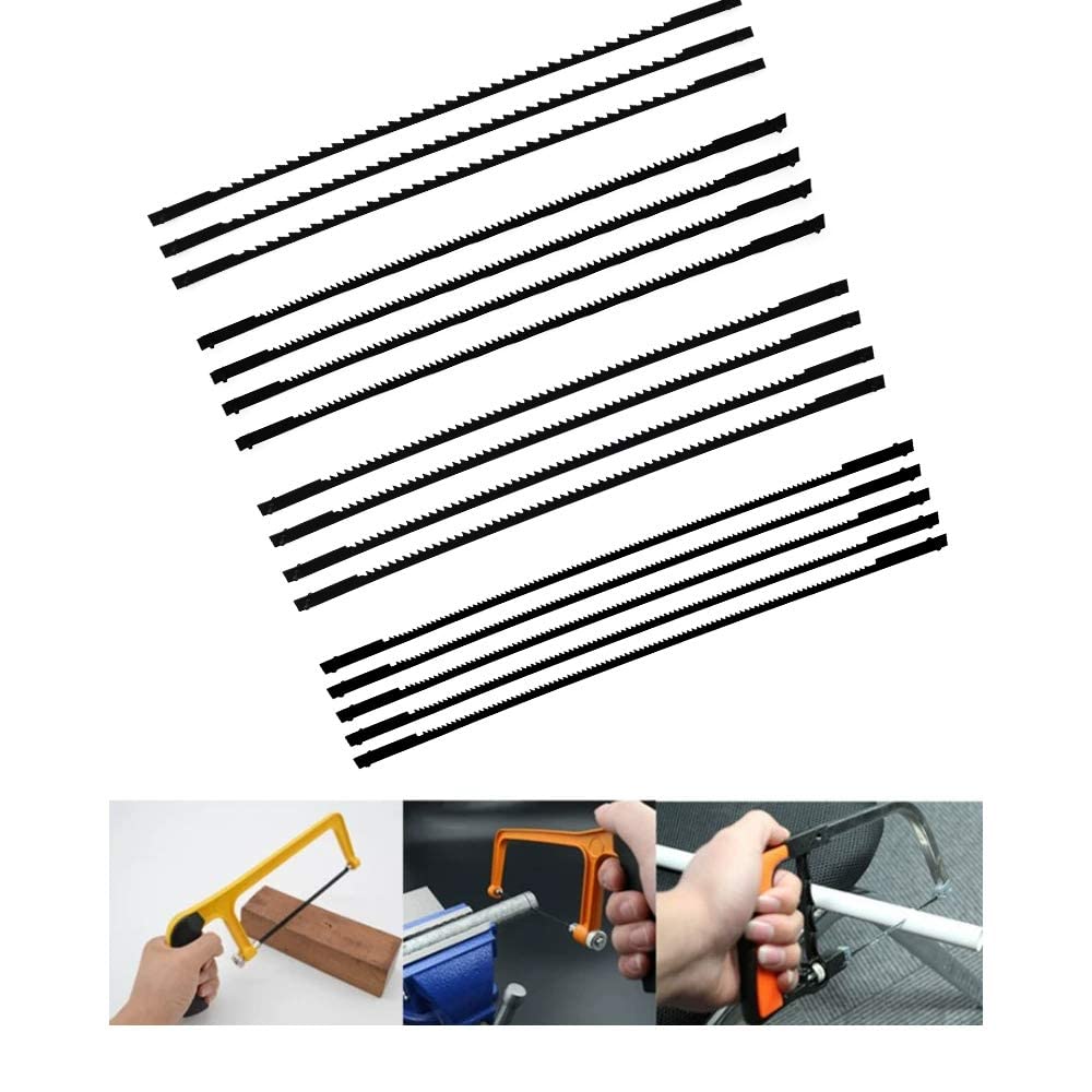 16 sztuk piły do drewna do Compact Scroll 10/15/18/24 Teeth Pinned Scroll Saw Blades Wood Working Power Tool Accessories for Sawing Wood Plastic Foam Soft Metals