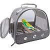Bird Travel Carrier with Stand Perch and Stainless Tray,Portable Small Bird Parrot Parakeet Cockatiel Carrier for Hiking,Airline Approved. (Grey)