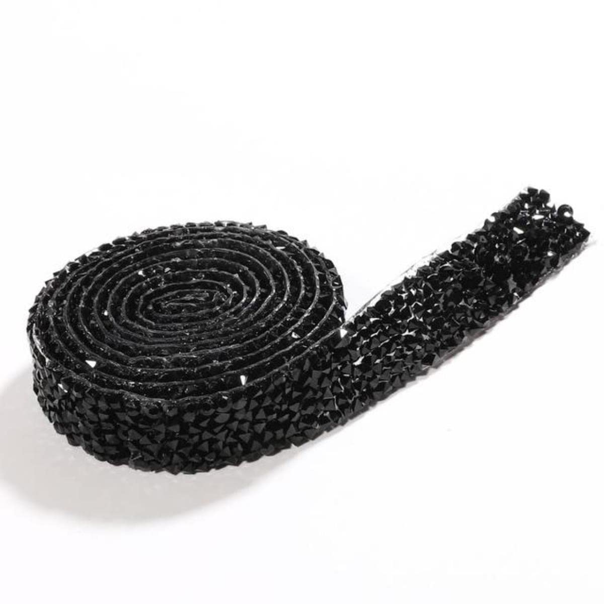ACiyD Yard Nähen Kristallmotiv Strass Trim Applikator Band mit Strass Applikationen zum Aufbügeln für Kleider-Gold, Breite 1,5 cm (Schwarz Breite 1 cm)