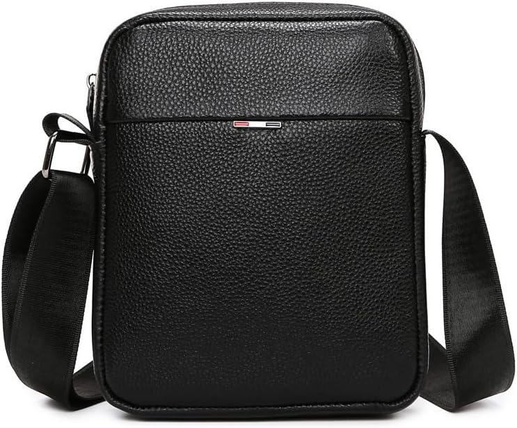 Whatna Cowhide Mini Shoulder Bag Vertical Men's Pouch Shoulder Mini Pouch Genuine Leather Lightweight Small Popular Durable Small Messenger Bag Crossbody Business Formal School Commute Bag Bicycle Bag