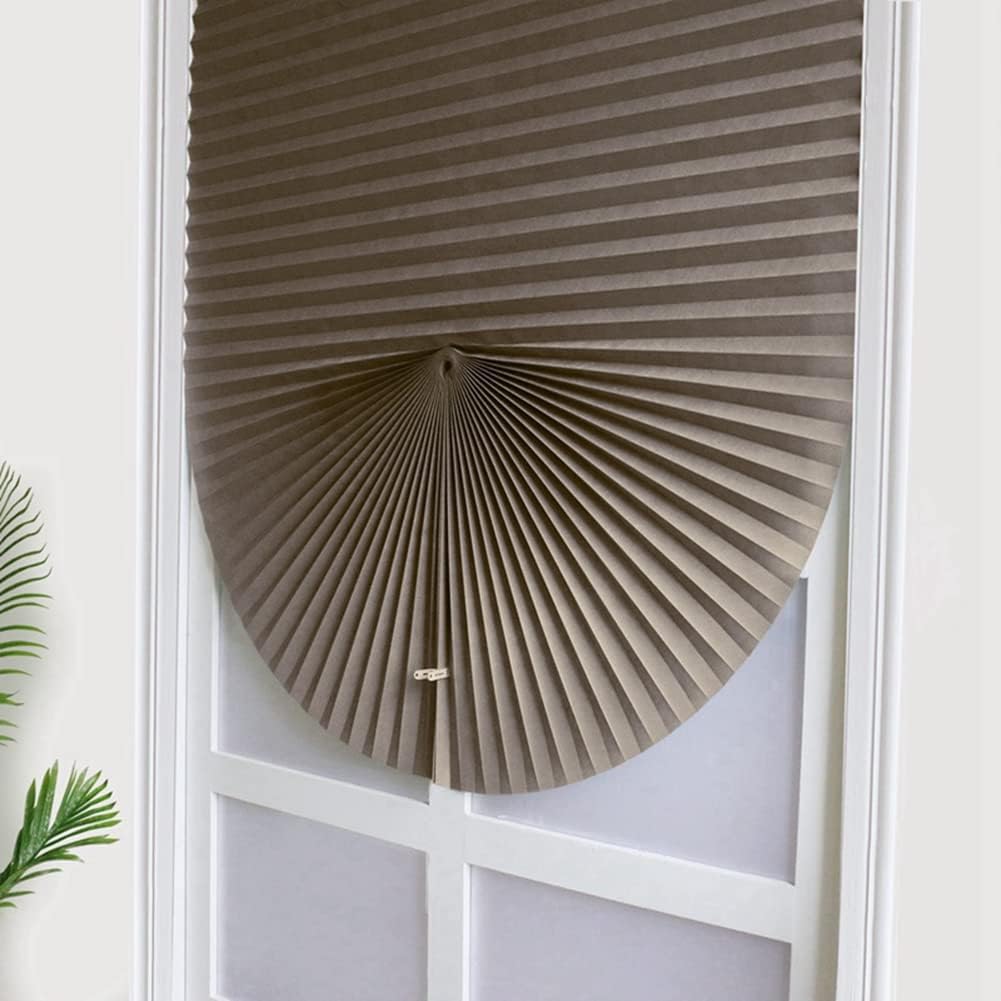 Temporary Blinds, Vertical Pleated Blinds No Drilling Self Adhesive Blinds Easy to Install Fits Blinds Window Roller for Bathroom Kitchen Living Room Office Window (Coffee, 90 * 150cm)