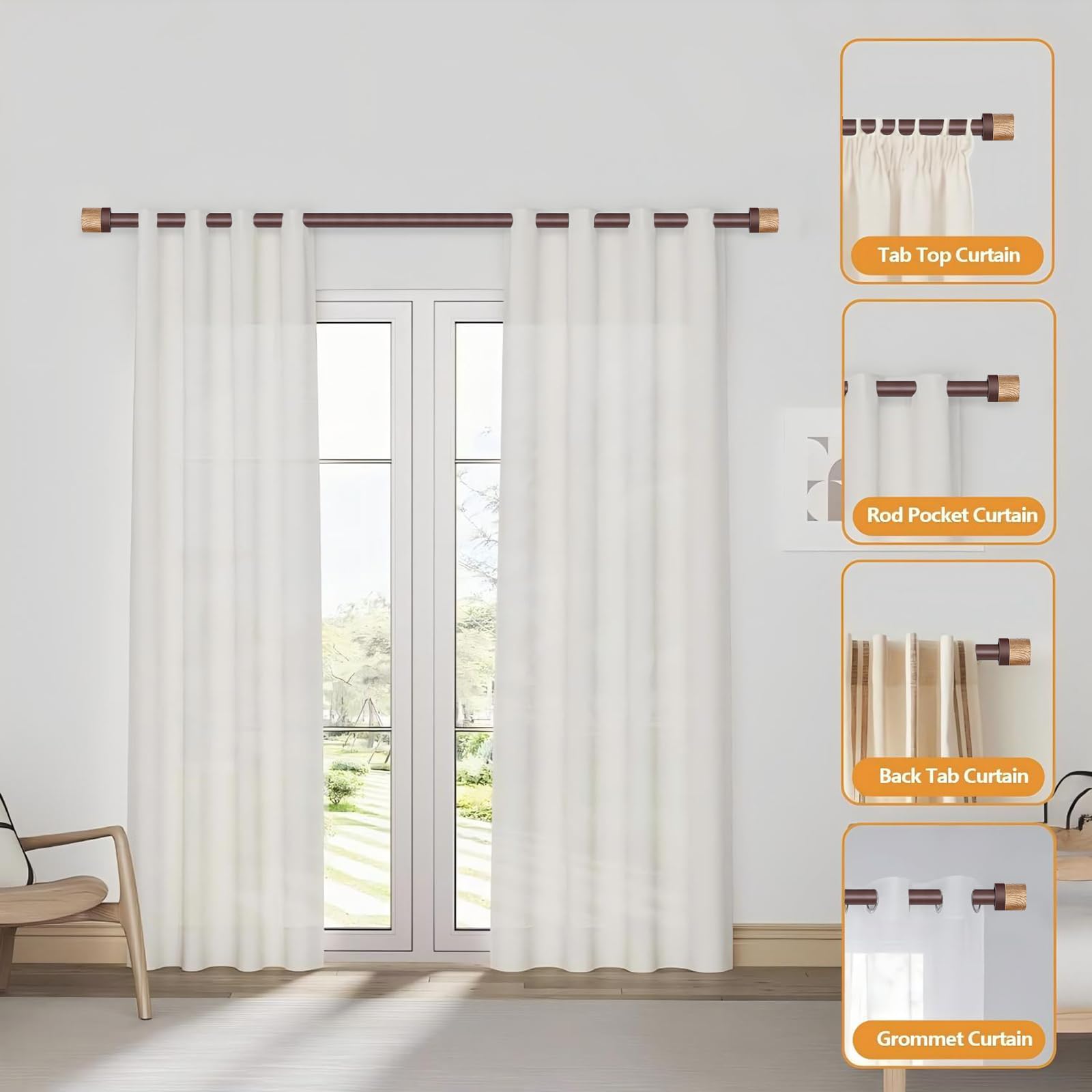 Bastoni per tende resistenti per finestre da 120 a 213 cm, in bronzo