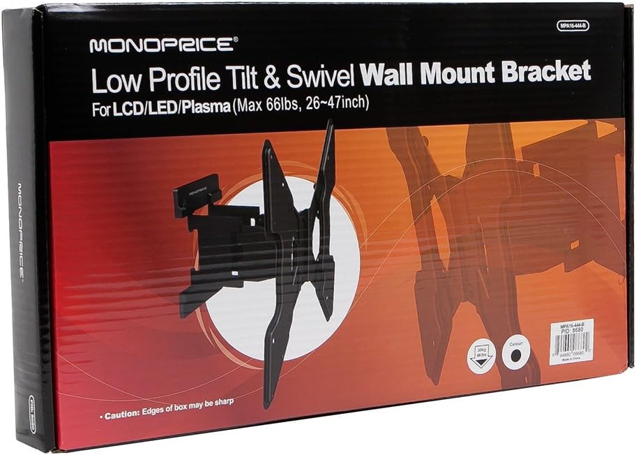 Discount 90% Monoprice Ultra-Slim Full-Motion Articulating TV Wall Mount Bracket - for TVs 32in to 55in Max Weight 66lbs Extension Range of 1.5in to 10.7in VESA Up to 400x400 Works with Concrete & Brick Black