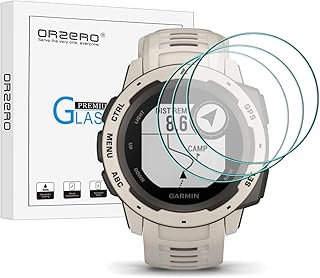 (3 Pack) Orzero Compatible for Garmin Instinct Smartwatch Tempered Glass Screen Protector, 2.5D Arc Edges 9 Hardness HD Anti-Scratch Bubble-Free (Lifetime Replacement)