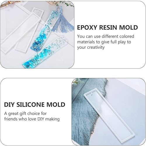 Miniatura 6 de COHEALI Marcapáginas 12 piezas de silicona transparente para hacer marcadores de libros, moldes de resina epoxi transparente, moldes de fundición