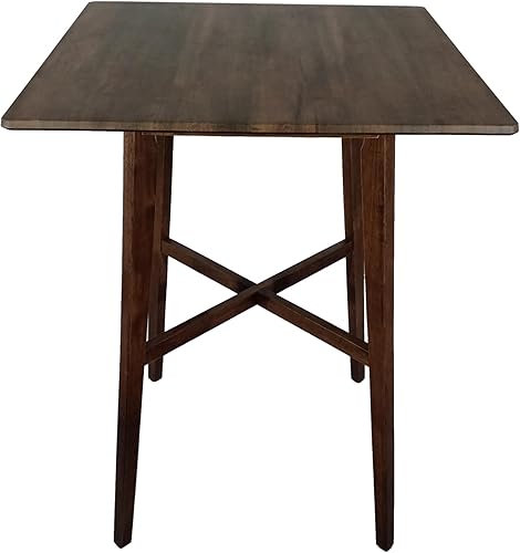 Vista 3 de Modern Bar Height 42" Dining Table, Rubberwood Legs and Laminate Table Top, Walnut, Black