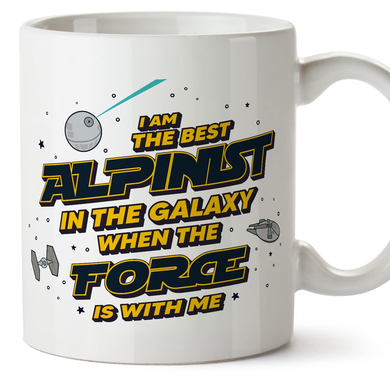 MUGFFINS Alpinist Mug - in English - Best in The Galaxy The Force is with Me - Funny Gift for Colleagues - Ceramic 11oz Mug