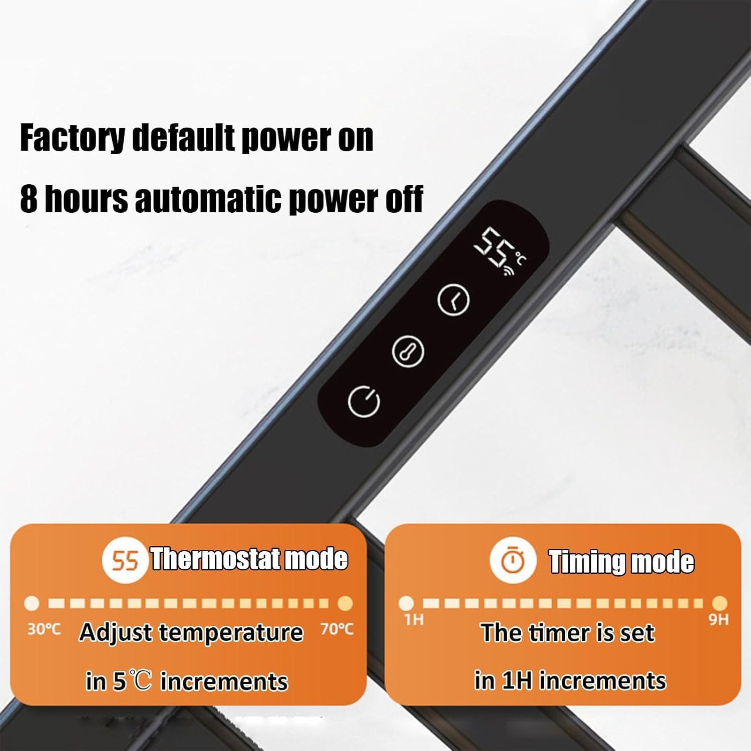 Wall Mounted Heated Towel Rack Waterproof IPX5 Adjustable 30-70℃ Temperature Control Timer Function Perfect for Home Bathroom Comfort and Luxury