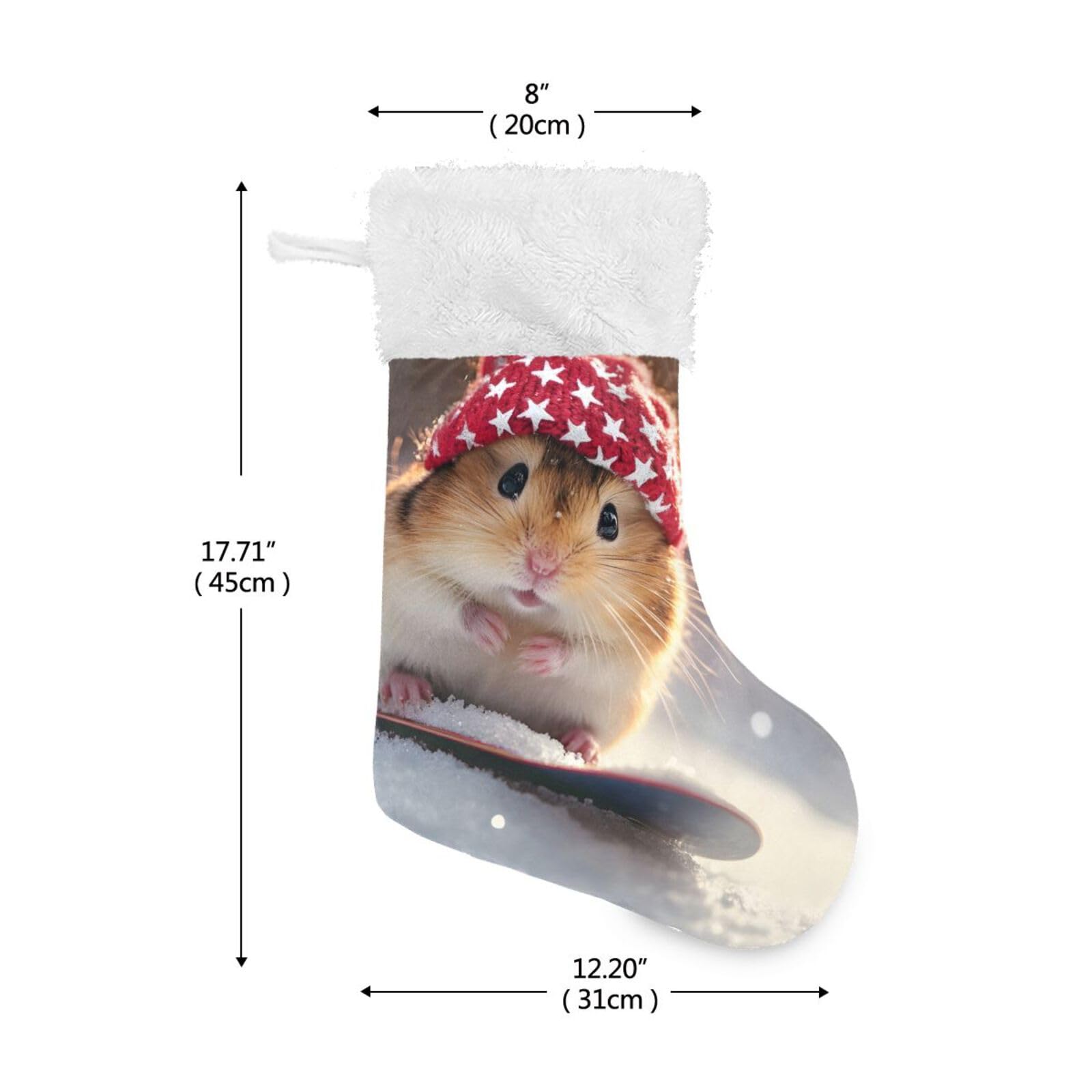 YMGQYJ Cute Hamster Christmas Stocking, Hanging Xmas Stocking, Christmas Socks Decoration for Family Holiday Party, 17.7x12.2 in