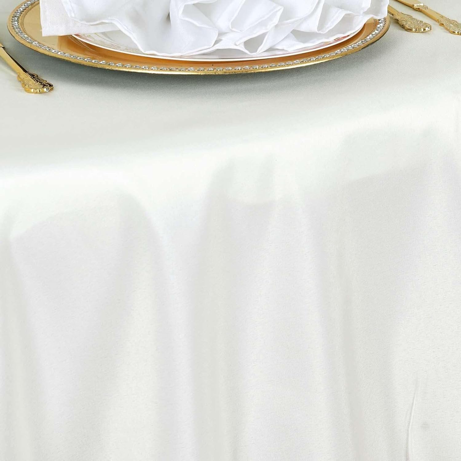 Efavormart 90" Round Ivory Wholesale Linens Polyester Round Tablecloth for Wedding Banquet Restaurant