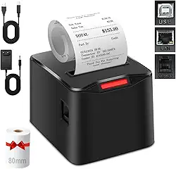 Impressora Termica Portatil, Imprimir Rótulos, Notas, Recibos, Código de barras, Ideal para Restaurantes, Lojas, Fábricas, Supermercados e Escritórios