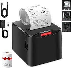 Impressora Termica Portatil, Imprimir Rótulos, Notas, Recibos, Código de barras, Ideal para Restaurantes, Lojas, Fábricas, Supermercados e Escritórios