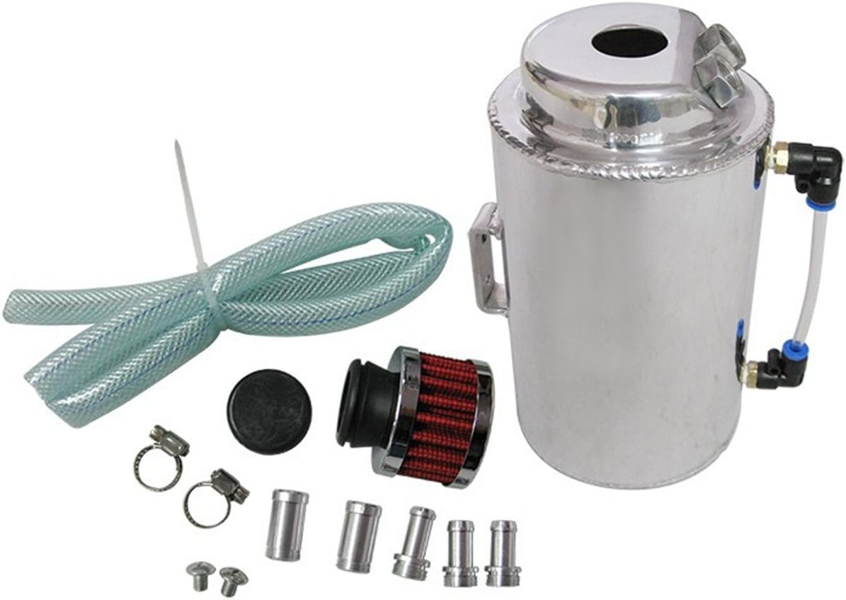 Universal 2L Aluminium Alloy Oil Catch Can Tank with Breather Filter