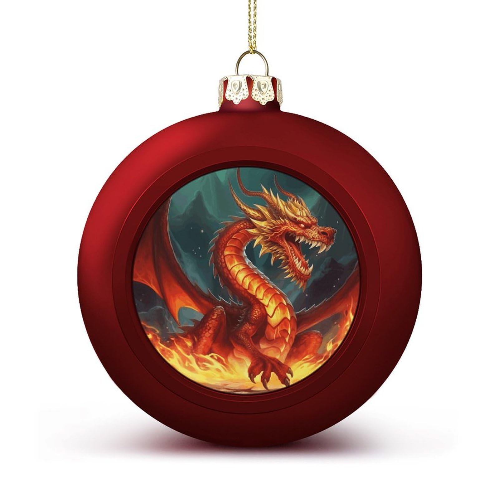 Décorations de sapin de Noël incassables et résistantes motif dragon de feu