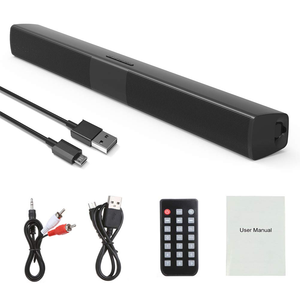 Barra De Sonido para El Hogar, Recargable Inalámbrico Bluetooth TV Home Theater Radio FM Altavoz Estéreo para TV con Subwoofer Incorporado Y Entrada Óptica HDMI ARC, USB, RCA +
