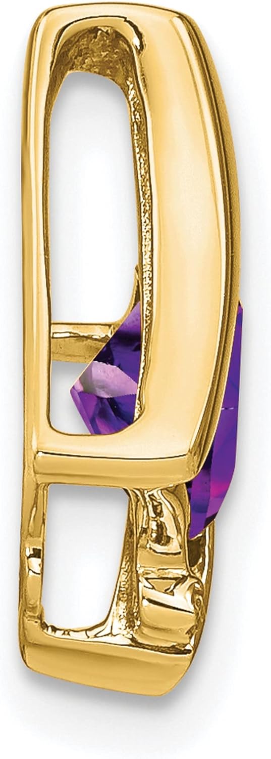 10k Yellow Gold Pendant Necklace with Square Cut Purple Amethyst, White Accents, Abstract Modern Design, Elegant Fashion Jewelry for Women, February Birthstone Fine Gemstone Pendant Jewelry - Image 2