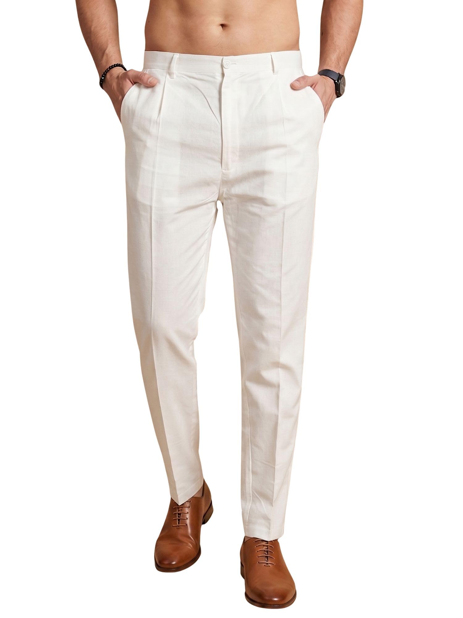 ethnic bay Men’s Casual Regular Trousers | Solid Traditional Trouser for Kurta | Festive, Wedding-picture-28
