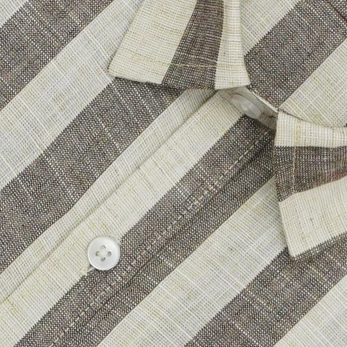 Image of GHPC Cotton Linen Striped Half Sleeves Regular Fit Formal Shirt for Men