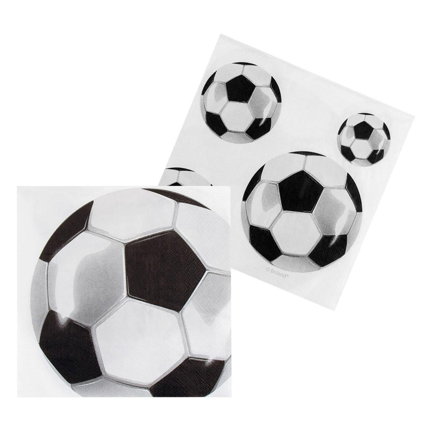 Lot De 20 Serviettes En Papier FSC Football Fans - 33x33 Cm - Motif Multicolore - Pour Fêtes Et Anniversaires