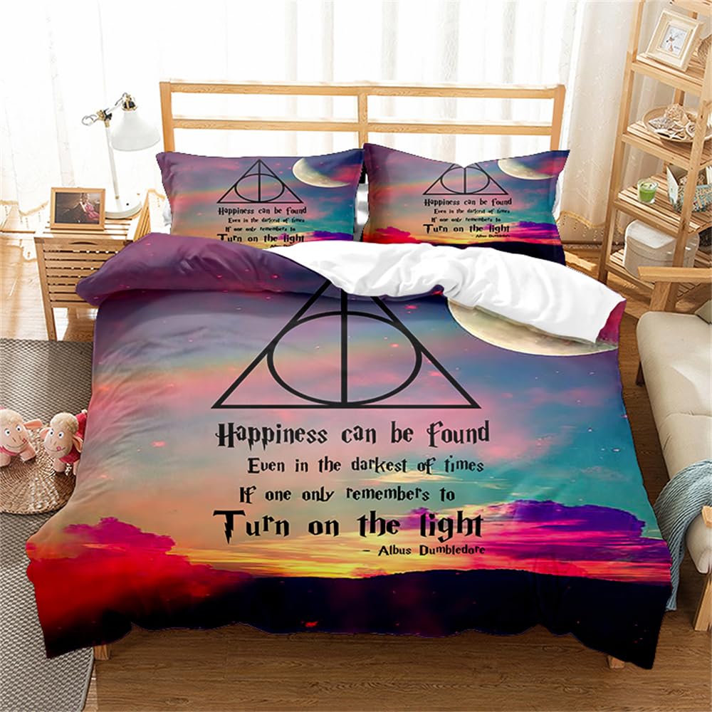 Duvet Cover Set Magical Harry Potter - Premium 1600 - Extra Soft Duvet Cover Set - Lightweight, Breathable and Cooling - Wrinkle, Fade and Stain Resistant (220x230cm(King),HP 02)