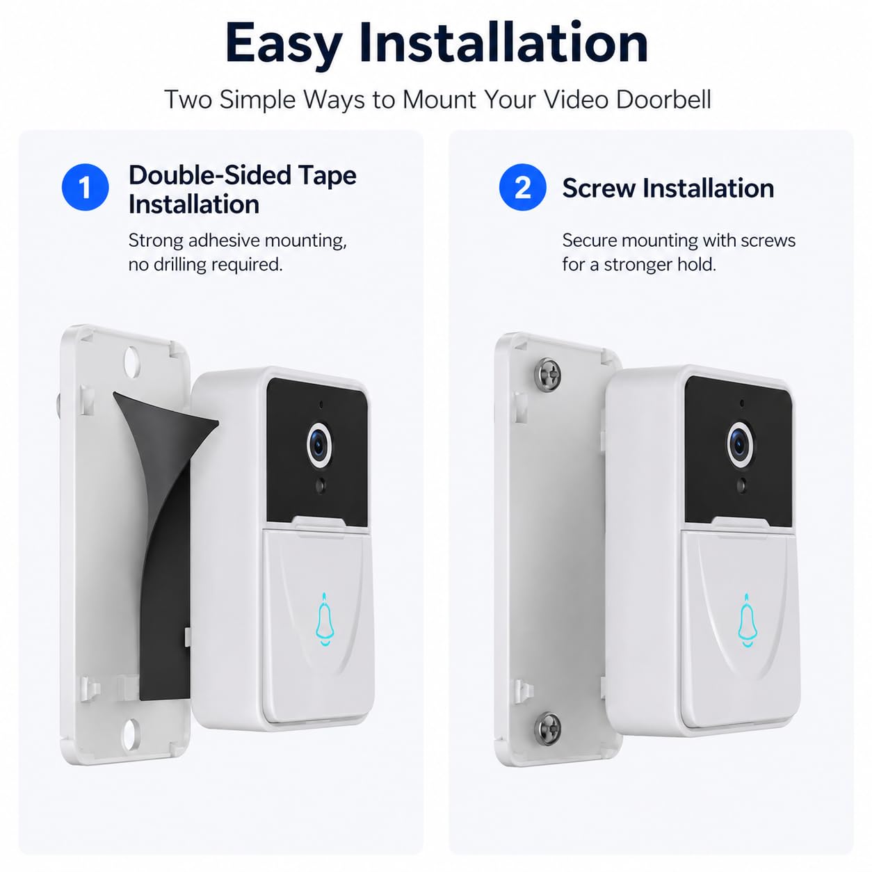 Intellibell Sonnette vidéo avec caméra WiFi HD et interphone bidirectionnel