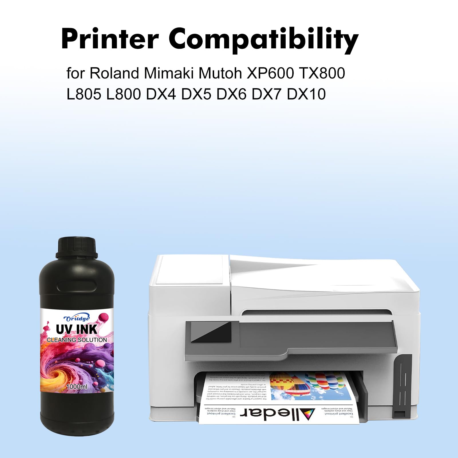 Limpiador de Cabezales de UV Tinta 1000-ml para Limpiador para boquillas de UV Encre Compatible para XP600 TX800 i3200 i1600 L805 1390 DX5 DX6 DX7 DX10 Cabezales