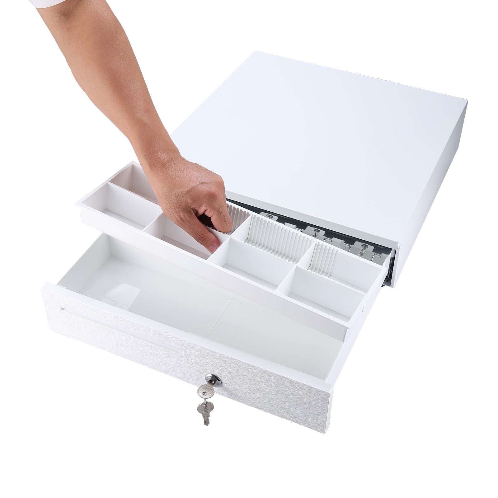 標本箱 鍵付き 白 金属製 Cash Register Drawer