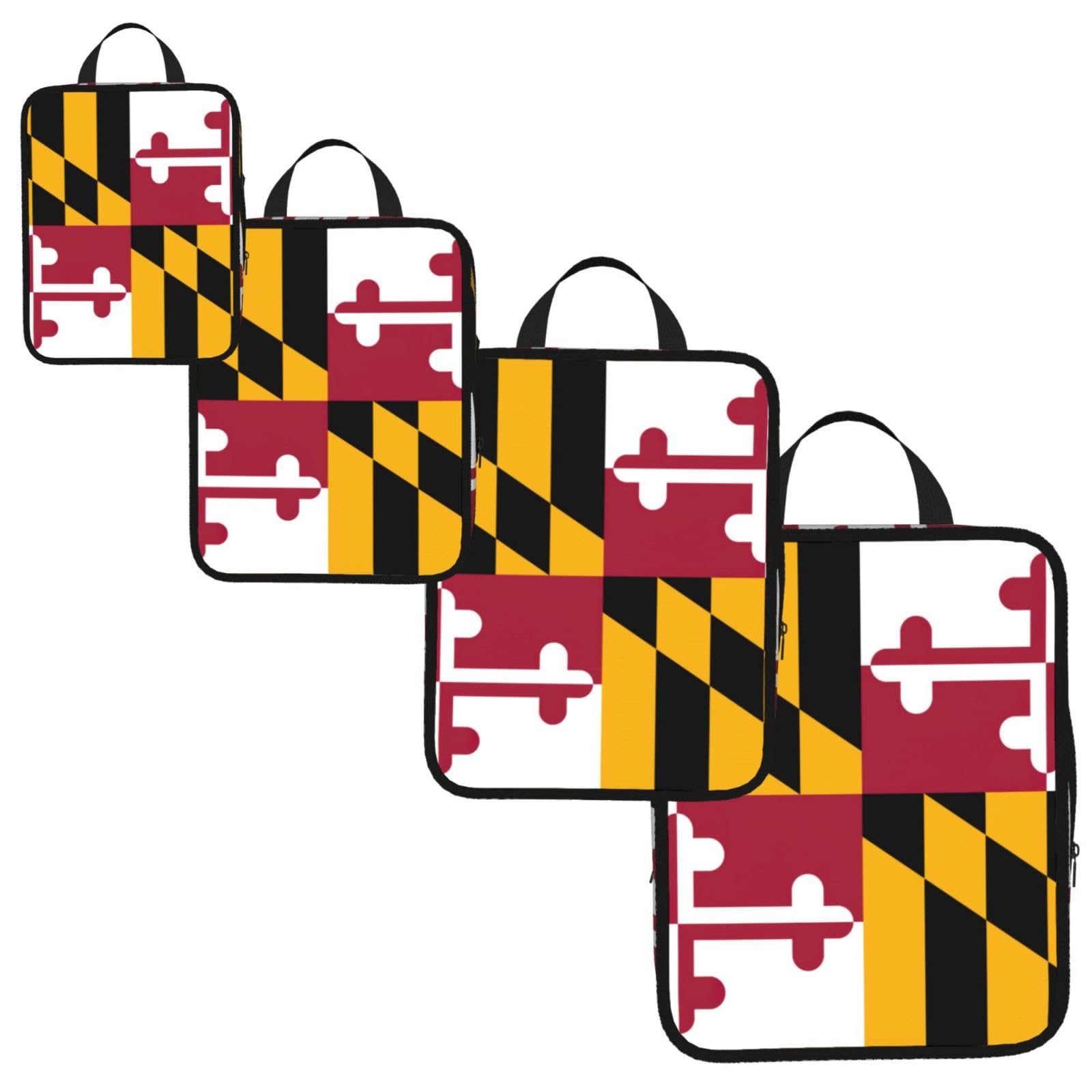 Maryland State Flag Print 4 Set Compression Packing Cubes for Suitcases,Expandable Storage Bag Organizers