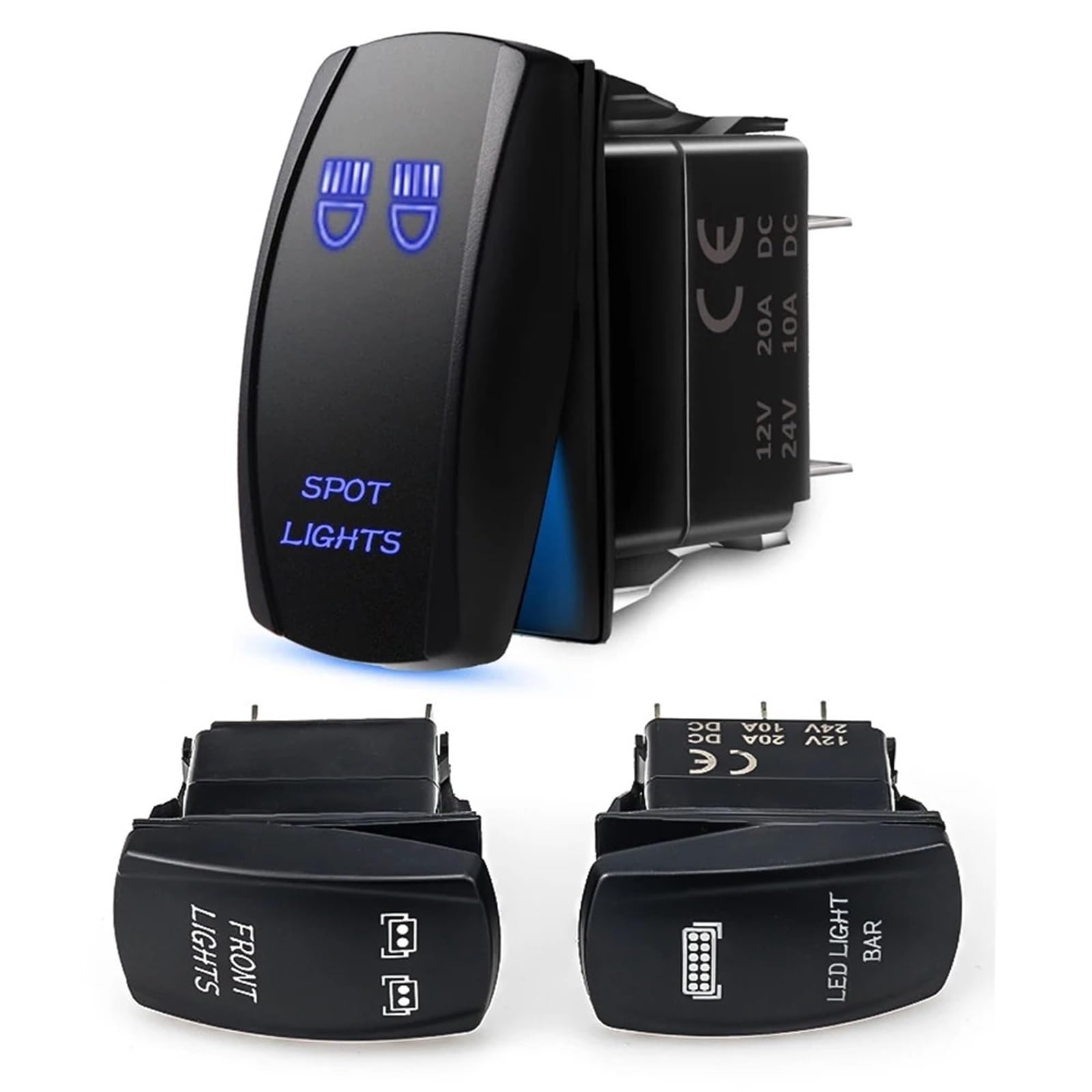 Interrupteur de sécurité 12V pour circuits électriques de bateau avec LED verte