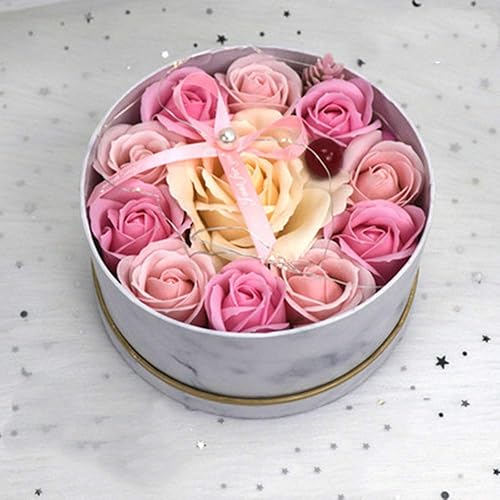 Miniatura 2 de BBJ WRAPS Caja de papel de flores de mármol vintage Cajas redondas de floristería para ramo con tapas Set3 (SML) (blanco)