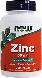 Gluconato de Zinco 50 mg Now Foods 250 Tabletes