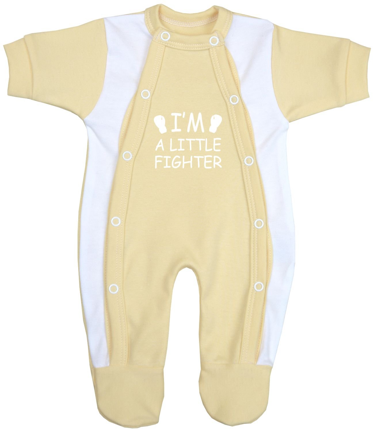 BabyPrem Premature Baby Little Fighter Sleepsuit 5.5-7.5lb Lemon 44-50cm