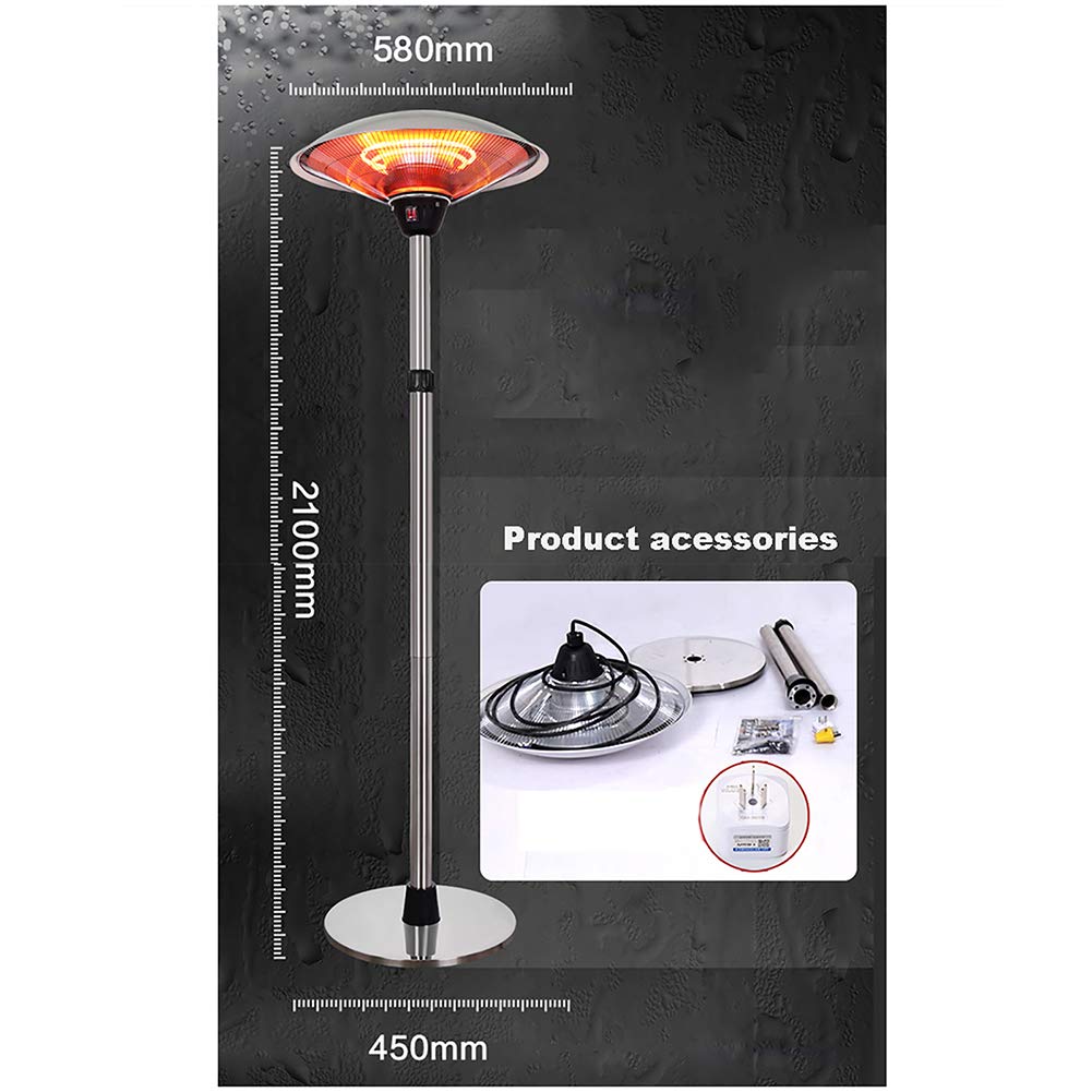 Stufa a Fungo Patio per Interno Esterno IP44 - Livelli di Potenza a Tre Livelli Riscaldatore per Patio per Protezione dal surriscaldamento, Resistente alle intemperie, Giardino (220V)