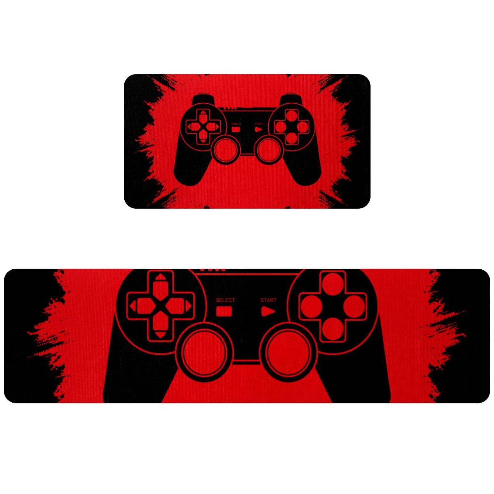 Tapete de cocina antideslizante y lavable con diseño de joystick grunge para suelo, 2 piezas