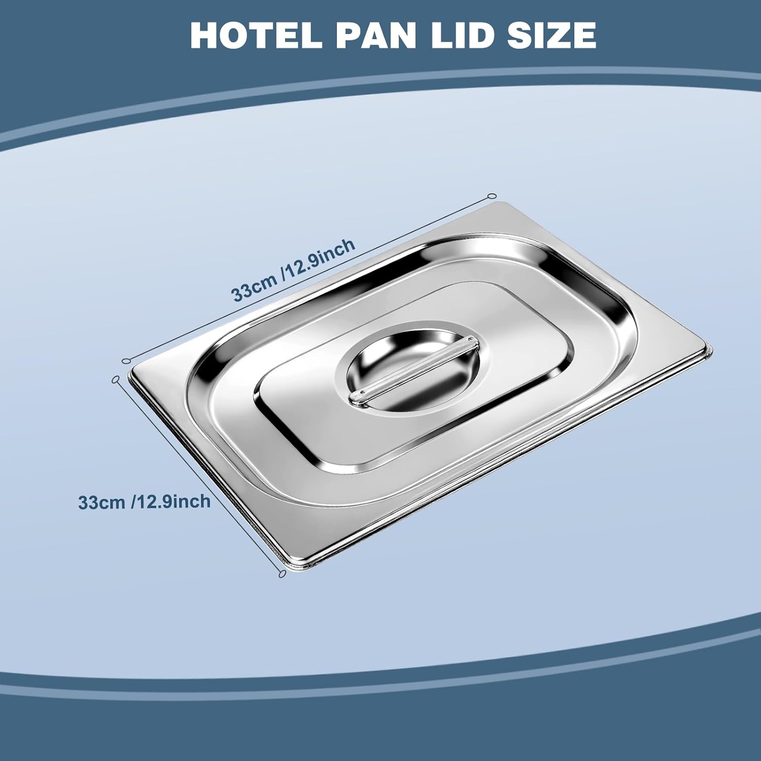 6 Packs 1/2 Half Size Hotel Pan Lids, 12.9''L x 10.6''W Stainless Steel Steam Table Pan Lid with Handles, Metal Hotel Pan Covers for Home, Buffet, Cafeteria, Commercial Restaurant - Image 7